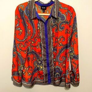 EUC Paisley Print Nicole by Nicole Miller blouse